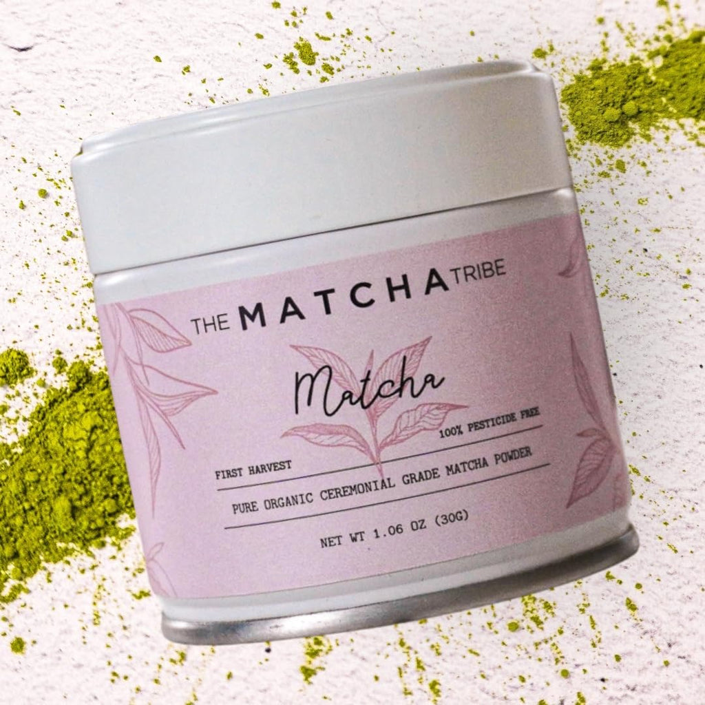 The Matcha Tribe Organic Ceremonial Grade Matcha Powder – Matcha Green Tea for Lattes | First-Harvest Stone-Ground Japanese Matcha Tea from Uji & Kagoshima, Japan | 30g Tin