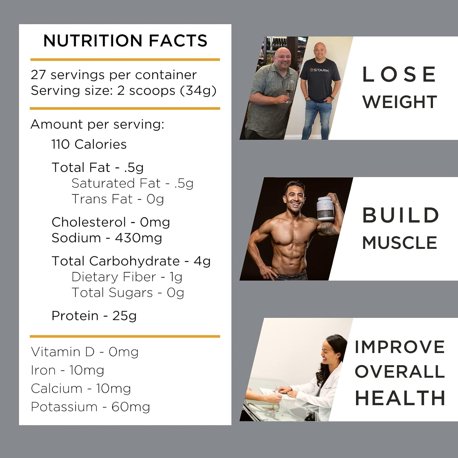 Plant Protein-L Powder Vanilla, Vegan, Organic, No Dairy, No Sugar, No Gluten, Keto, Low Carb, Clean Ingredients, Low Fodmap, for Men & Women, 25g, 27 Servings, 33oz