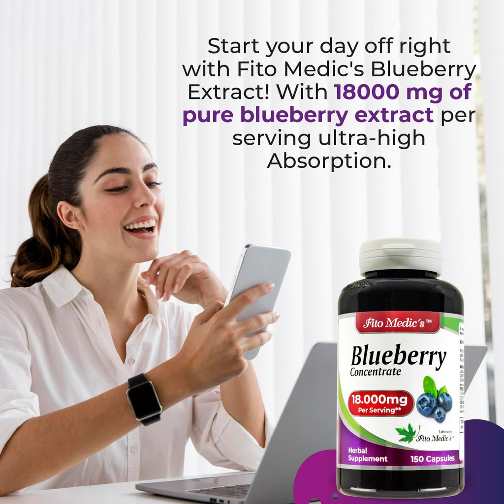 FITO MEDIC'S Blueberry | Blueberry Extract Capsules | 150 Capsules | Concentrated Extract | Highly Absorbable Herbal Supplement