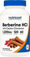 Nutricost Berberine HCl with Ceylon Cinnamon Capsules (120 Capsules, 60 Servings) - Non-GMO, Animal-Free Product