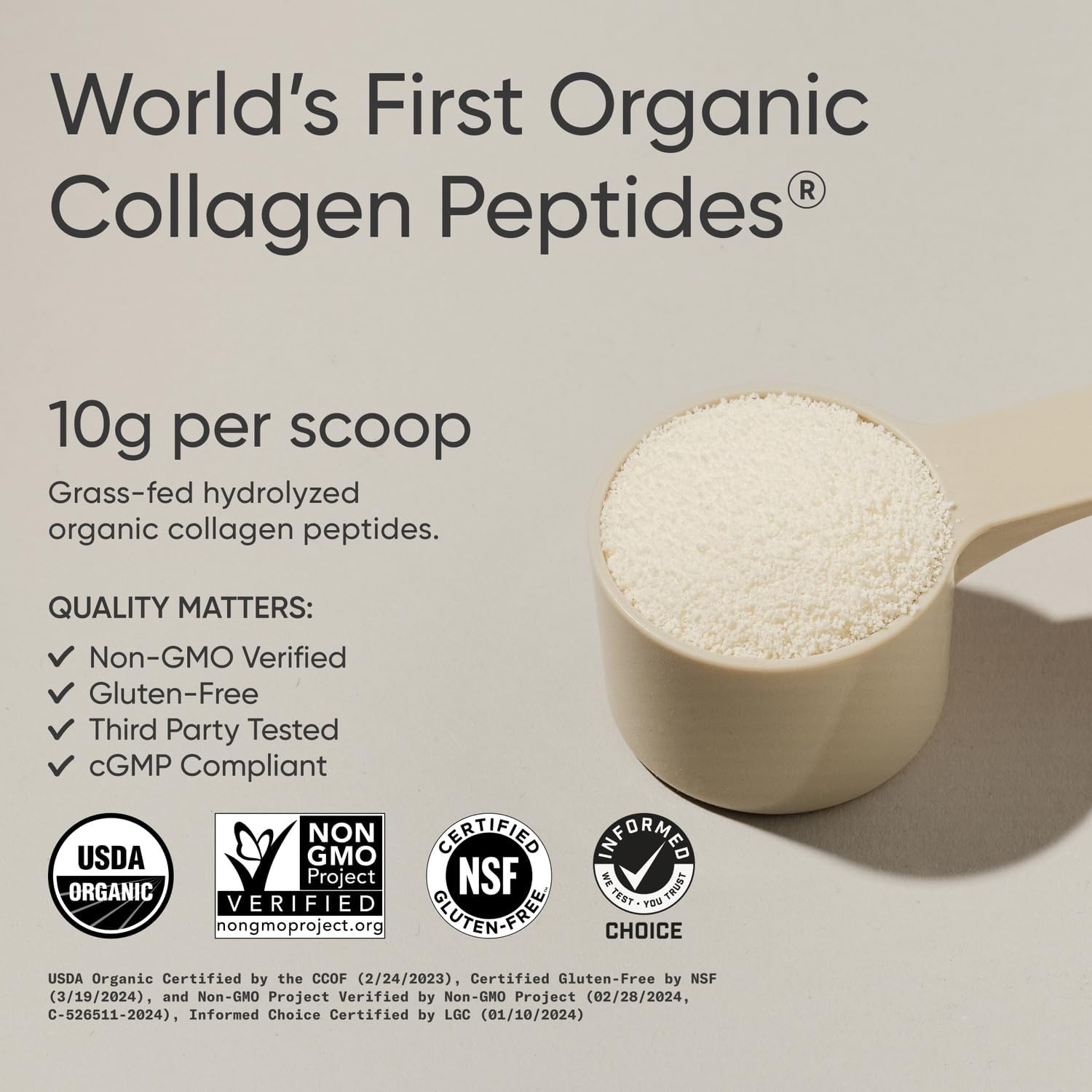 Sports Research Organic Collagen Peptides - Hydrolyzed Type I & III Collagen Protein Powder Made Sustainably from Grass-Fed Cows - Unflavored - 30 Servings