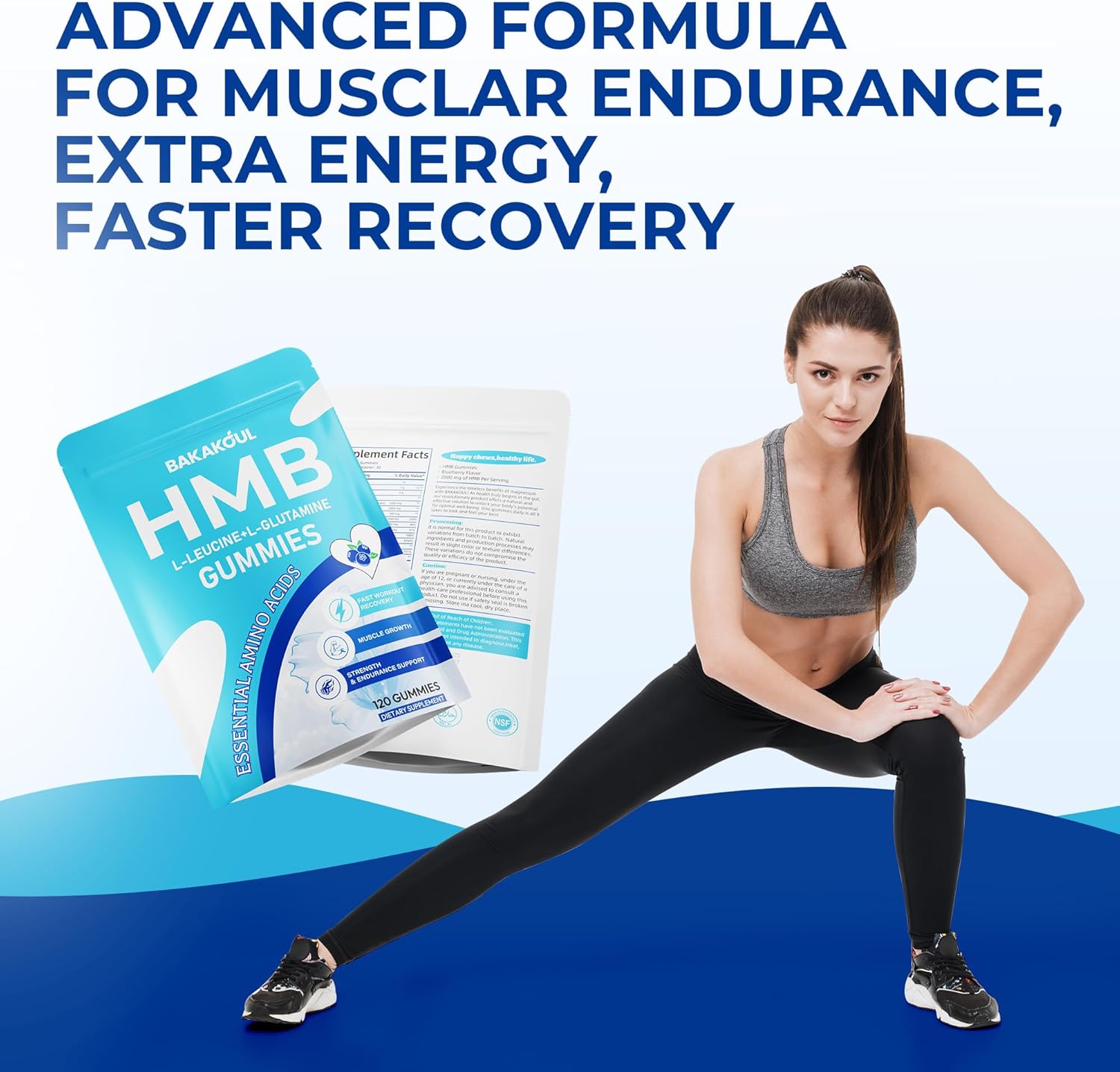 HMB and L-Leucine Gummies, HMB and Leucine Supplement Supports Muscle Fast Workout Support, HMB and Leucine Amino Acid for Men & Women, Sugar Free, Non-GMO, 120 Counts