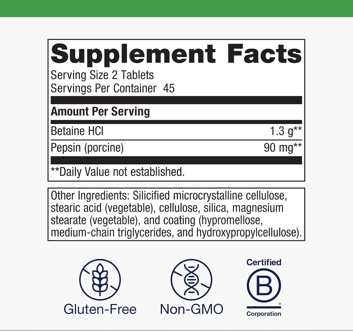 Metagenics SpectraZyme Betaine HCI + Pepsin - Supports Stomach Health & Aids in Digestion* - with Betaine HCl & Pepsin - Proteolytic Digestive Enzyme* - Non-GMO - 45 Servings - 90 Tablets