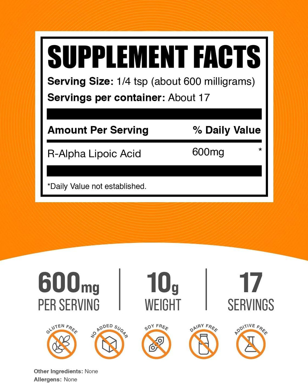 BulkSupplements.com R-Alpha Lipoic Acid Powder - R-ALA Supplement, R Alpha Lipoic Acid 200mg - Antioxidants Supplement, Gluten Free, 200mg per Serving, 10g (0.35 oz) (Pack of 1)