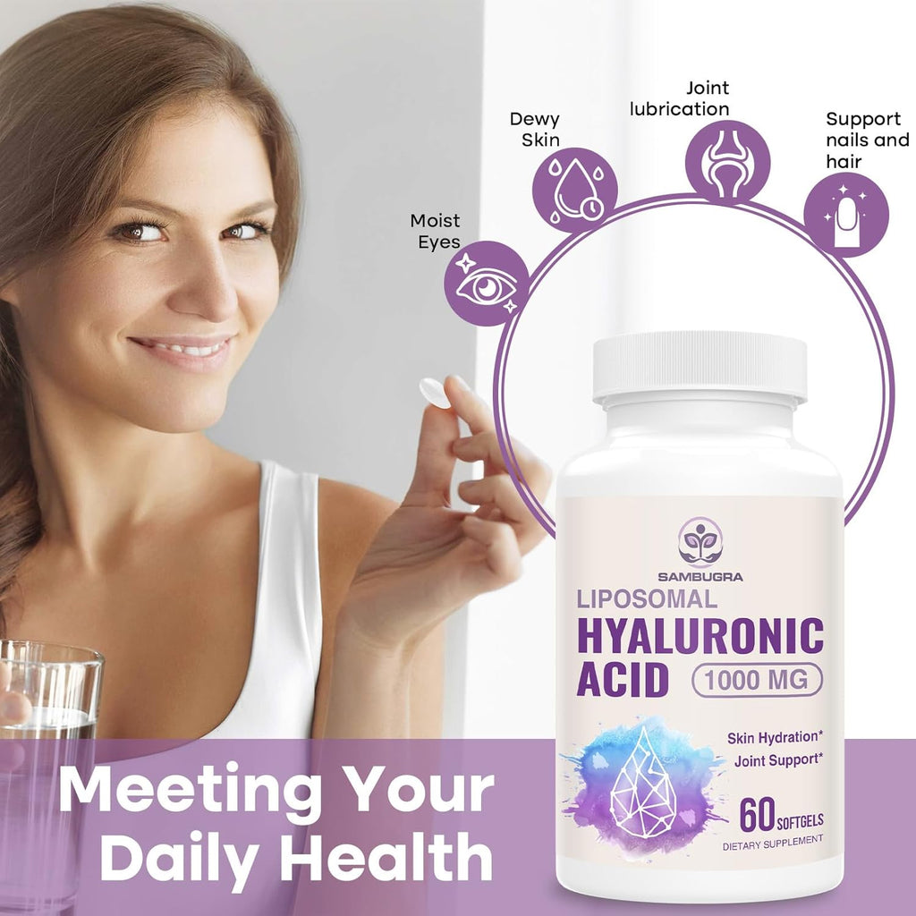 Liposomal Hyaluronic Acid 1000mg, High BioavailabilityHyaluronic Acid Capsules, Dietary Supplement Support Skin and Bones, 240 Capsules (Pack of 4)