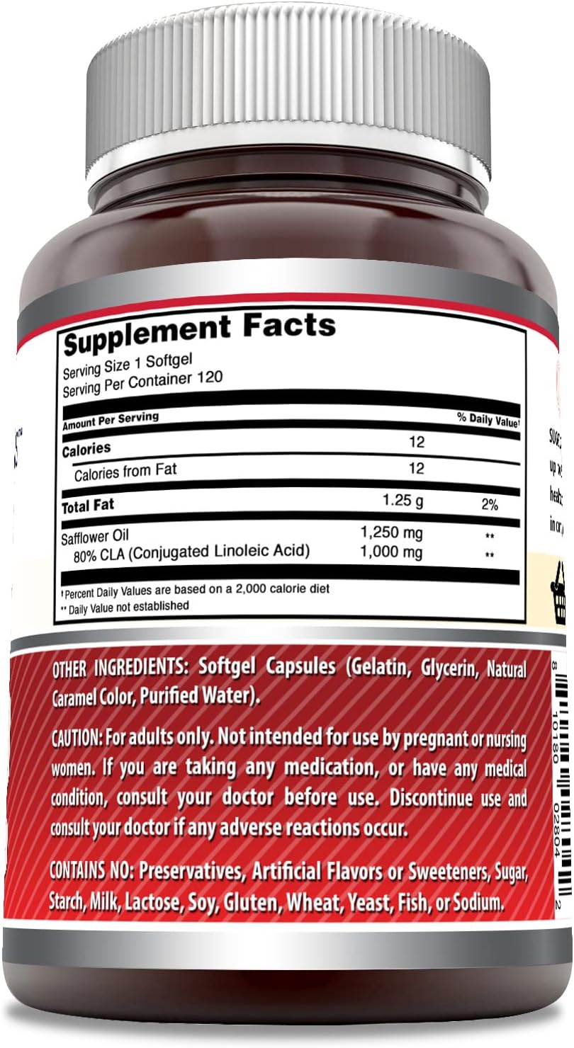 Amazing Formulas CLA | Conjugated Linoleic Acid Supplement | 1250 Mg | Softgels | Non-GMO | Gluten-Free | Made in USA (120 Count)