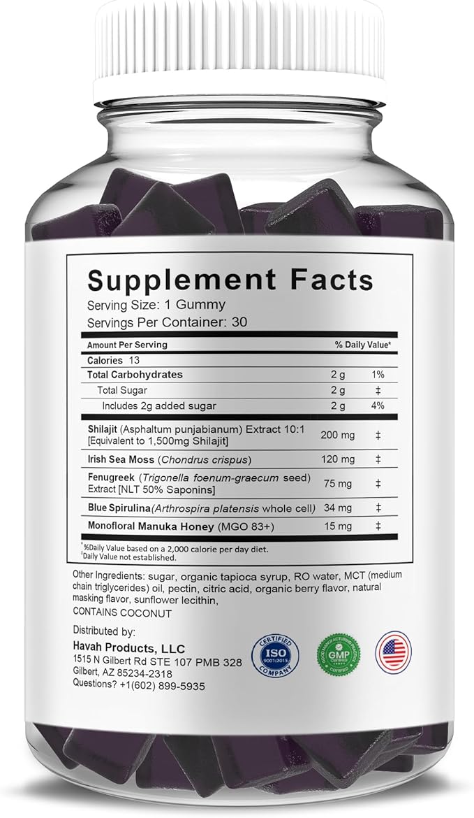 BLUE VIBE Revra Gummies, Revra Advanced Daily Performance and Energy Support Shilajit and Manuka Honey Supplement, Revra Overall Health and Performance Support Supplement (3 Pack - 90 Gummies)