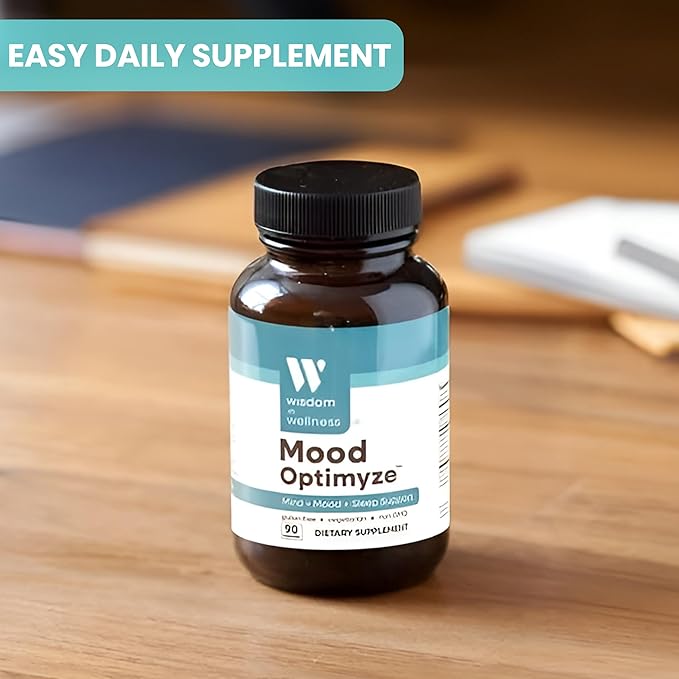 Wisdom In Wellness Mood Optimyze - 90 Mood Support Supplement Capsules - Soothing Support Supplement - Mind, Sleep & Mood Support Pills - Gluten Free & Non GMO Wellness and Relaxation Supplement