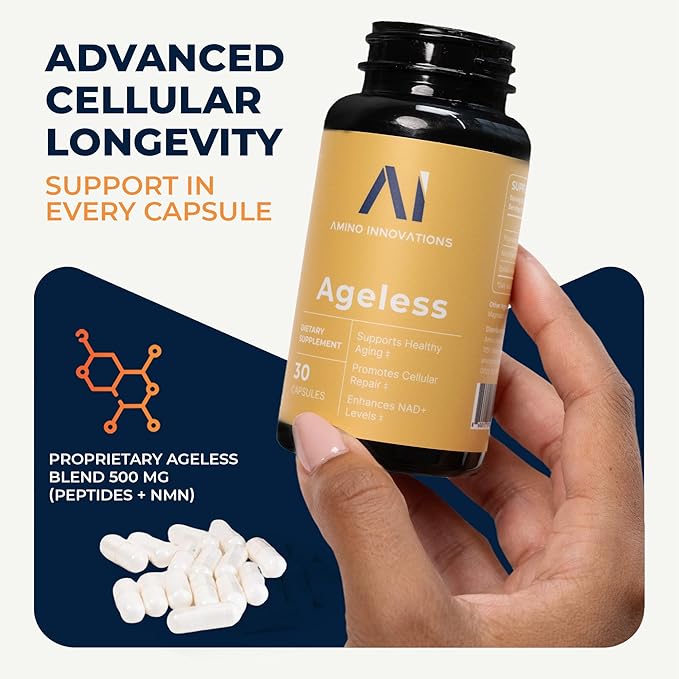 Amino Innovations Ageless Cellular Vitality Capsules - NAD+ Support for Energy, Wellness, and Daily Vitality - Non-Stimulant Formula - 30 Capsules