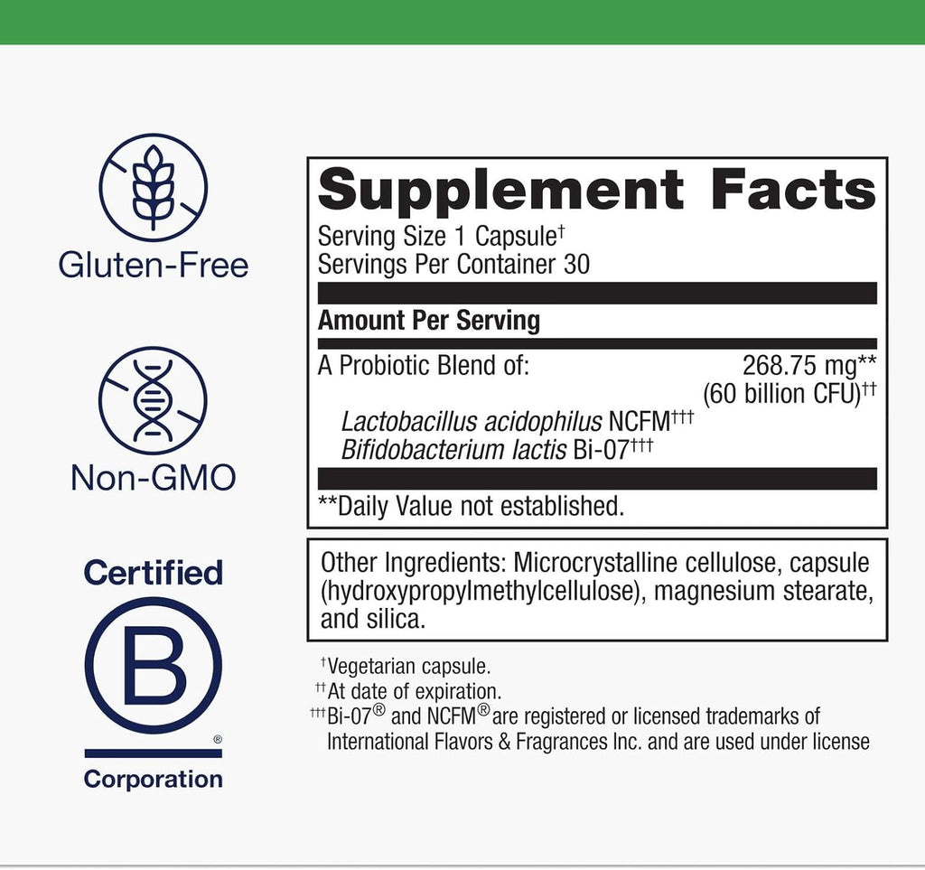 Metagenics UltraFlora IB Probiotic - Relief for Occasional Intestinal Distress* - Probiotics for Digestive Health* - Anti-Bloat for Men & Women* - 60 Billion CFU - Non-GMO, Gluten-Free - 30 Capsules
