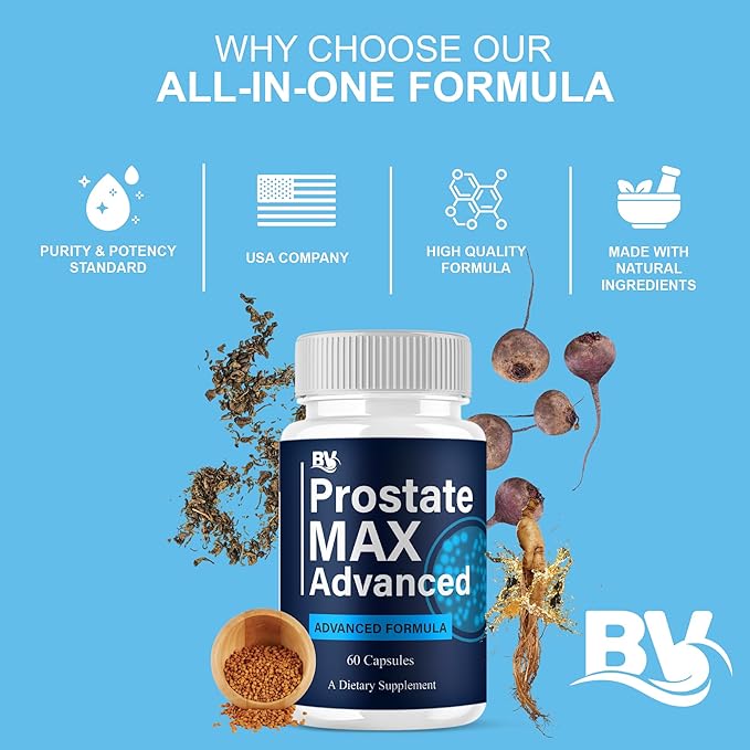 BLUE VIBE Prostate Max Advanced Capsules, Prostate Max Maximum Strength Prostate Support and Advanced Overall Health Multivitamin Supplement, ProstateMax Daily Support (2 Pack - 120 Capsules)