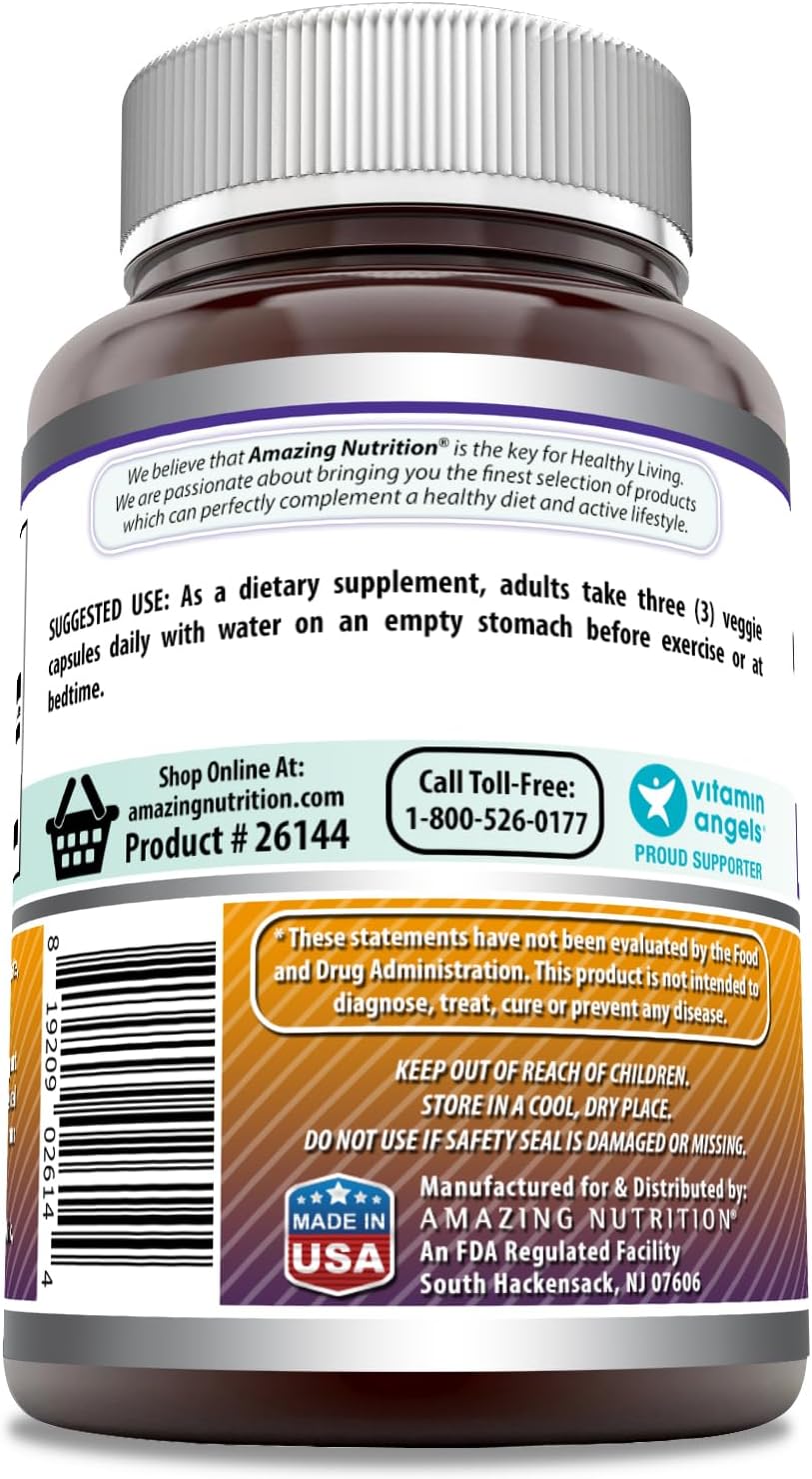 Amazing Formulas L-Ornithine 1500 Mg Per Serving Veggie Capsules Supplement | Non-GMO | Gluten Free | Made in USA (120 Count)