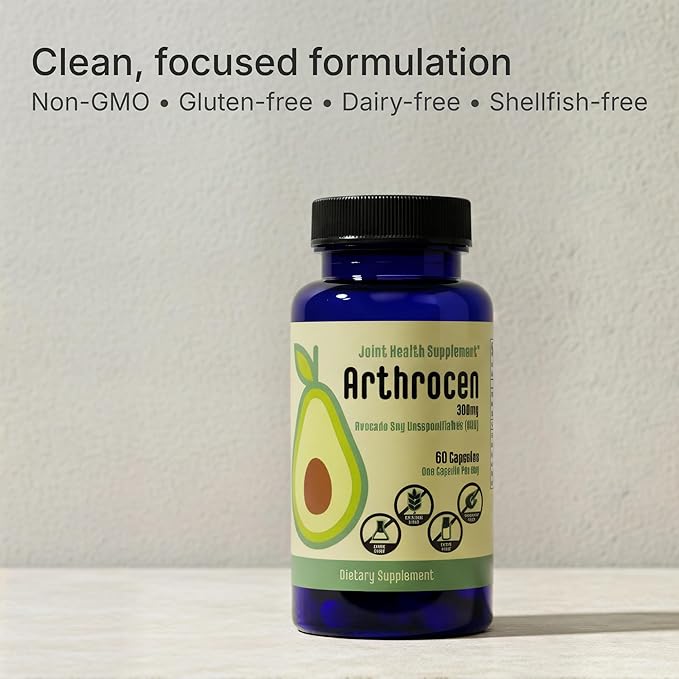 Joint Health Supplement with 300 mg ASU (Avocado Soy Unsaponifiables) – Supports Joint Mobility & Cartilage – Plant-Based Daily Joint Support – Non-GMO, Gluten & Dairy Free – 60-Day Supply