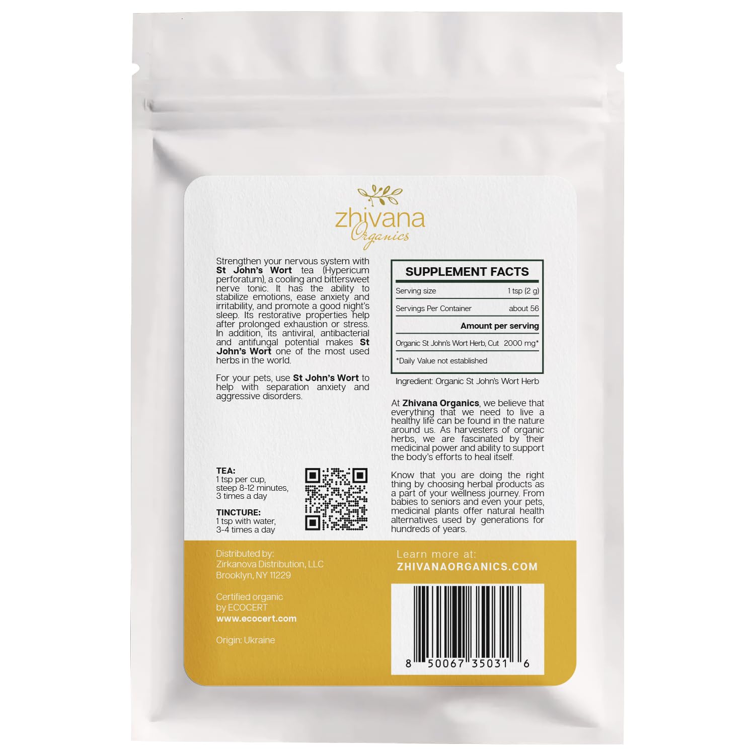 Organic St Johns Wort Tea (4 oz.) – 100% Pure Dried Saint John’s Wort Herb – Te de Hierba de San Juan Organica
