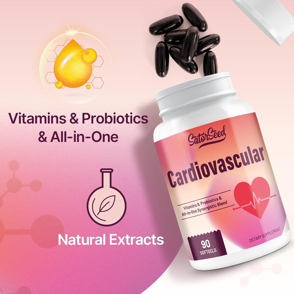 Cardiovascular Supplement 3000MG Multi-Vitamins, Probiotics, Omega-3 & CoQ10 Synergistic Blend for Adults (2 Bottle)