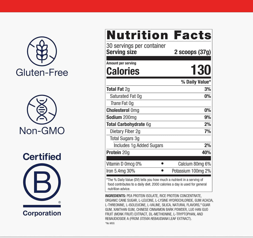 Metagenics Perfect Protein Pea & Rice - Featuring OptiProtein, a Balanced Combination of Proprietary Pea and Rice Protein with Added BCAAs - Vanilla Flavor - 30 Servings - 39.15 Oz