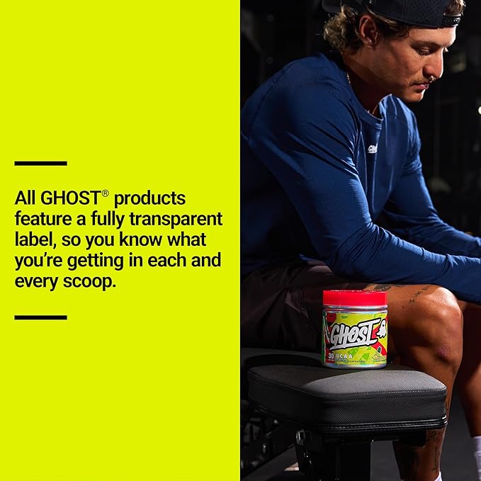 GHOST BCAA Powder Amino Acids Supplement, Pineapple - 30 Servings - Sugar-Free Intra, Post & Pre Workout Amino Powder & Recovery Drink, 7G BCAA