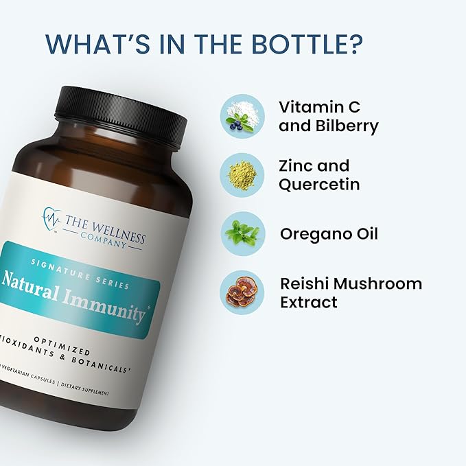Natural Immunity - Botanical Immune Boost, Targeted Nutrients, T-Cell Support - Oregano, Reishi, Zinc, Vitamin C, Quercetin | 60ct (1 Month Supply)