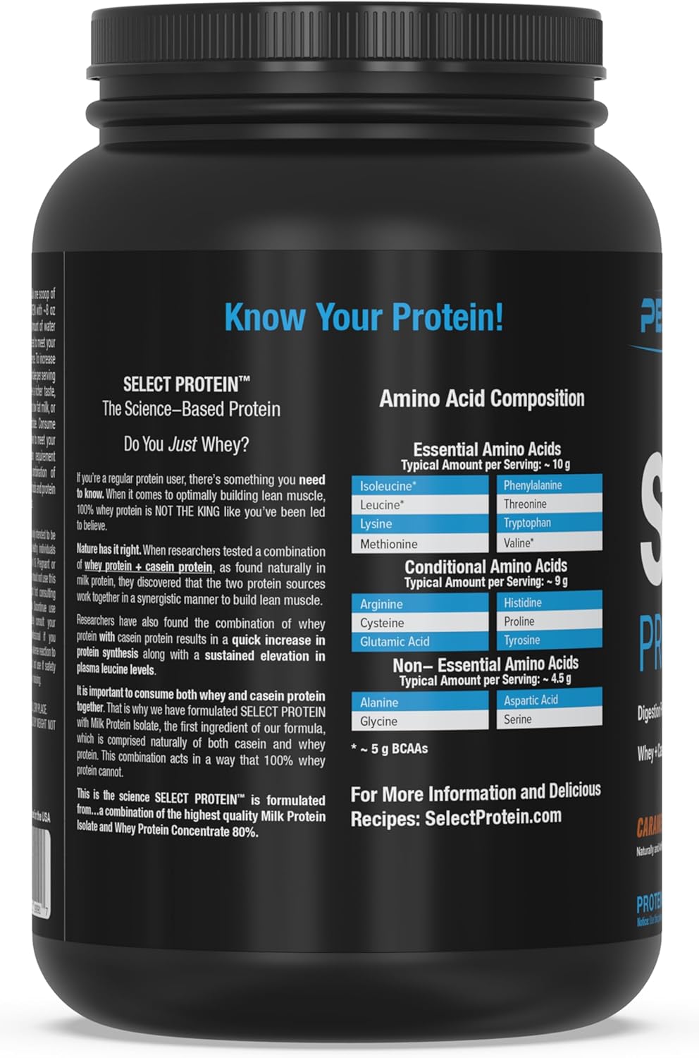 PEScience Select Protein Powder, Whey and Casein Blend, Clean Protein Powder for Women and Men, Low Calorie, Low Carb, Keto Friendly, Gluten Free, Caramel Waffle Cone, 27 Servings