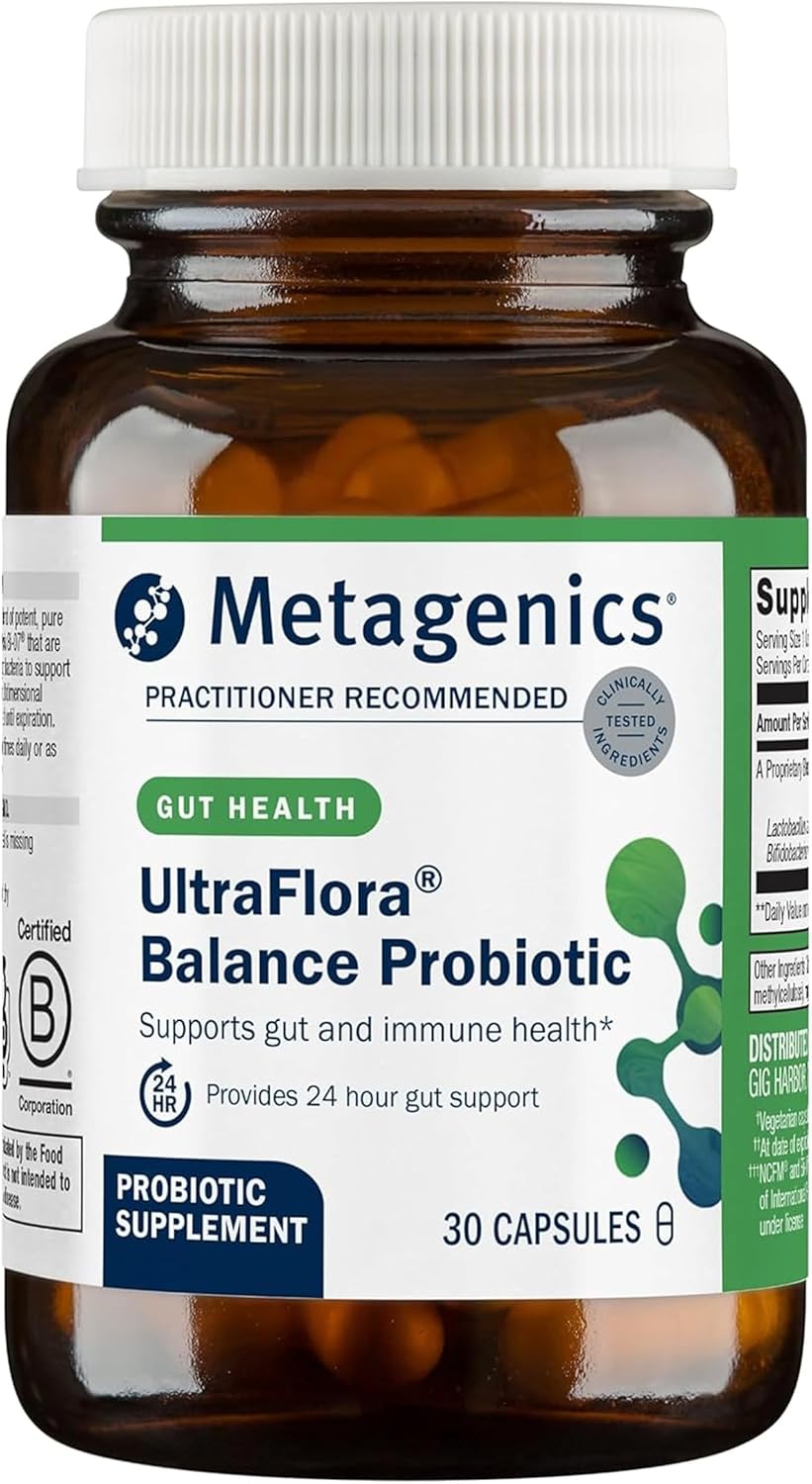 Metagenics UltraFlora Balance Probiotic - Daily Gut Health Supplement* - Offers Digestive & Immune System Support* - Vegetarian, Non-GMO & Gluten-Free - 30 Capsules