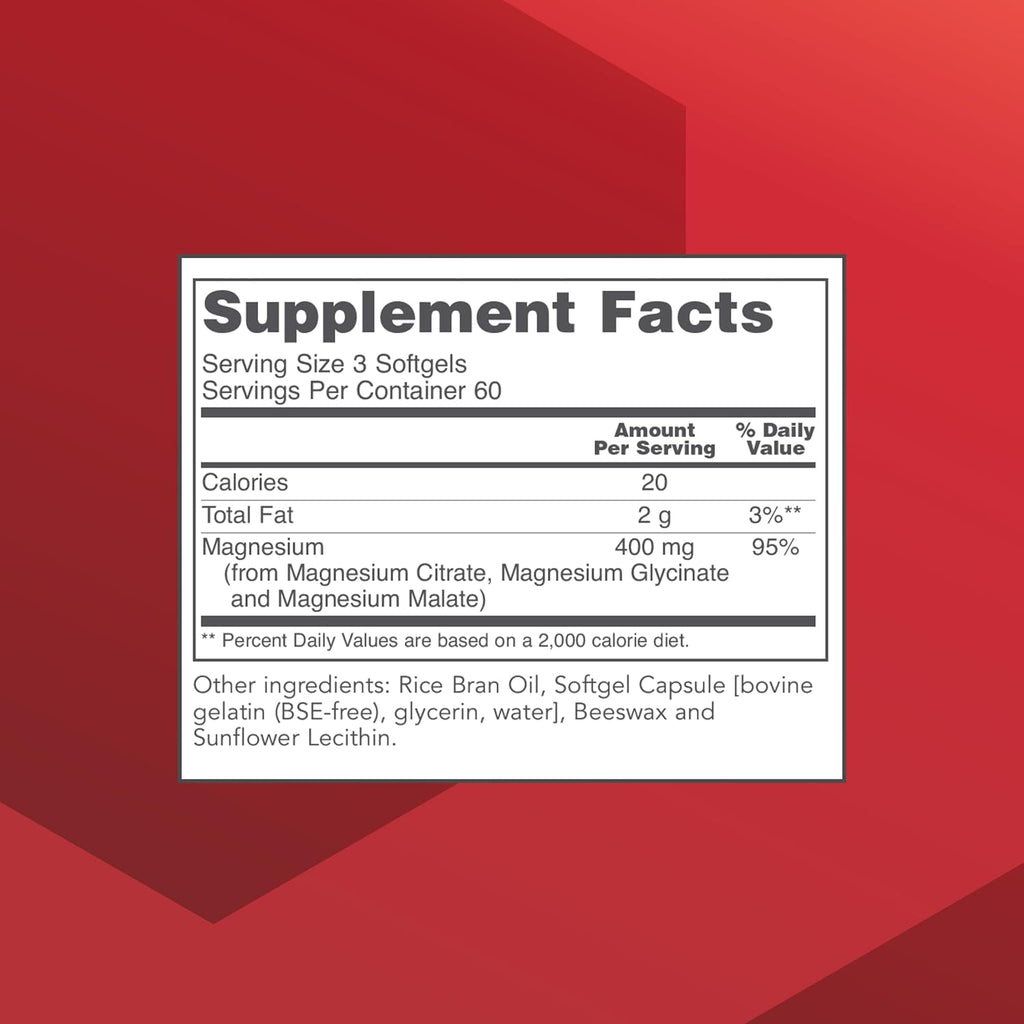PROTOCOL FOR LIFE BALANCE Magnesium Citrate Plus Glycinate & Malate - Support Heart Health & Bone Formation - Bioavailable Dietary Supplement - Halal - 180 Softgels