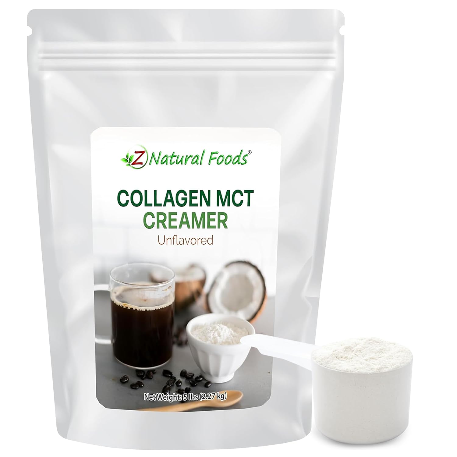 Z Natural Foods Collagen MCT Oil Creamer - Pure MCT Creamer Powder with Collagen Peptides - Collagen Creamer for Coffee, Tea & Culinary Use - Healthy Creamer, Keto & Paleo Friendly, Unflavored, 5 lb