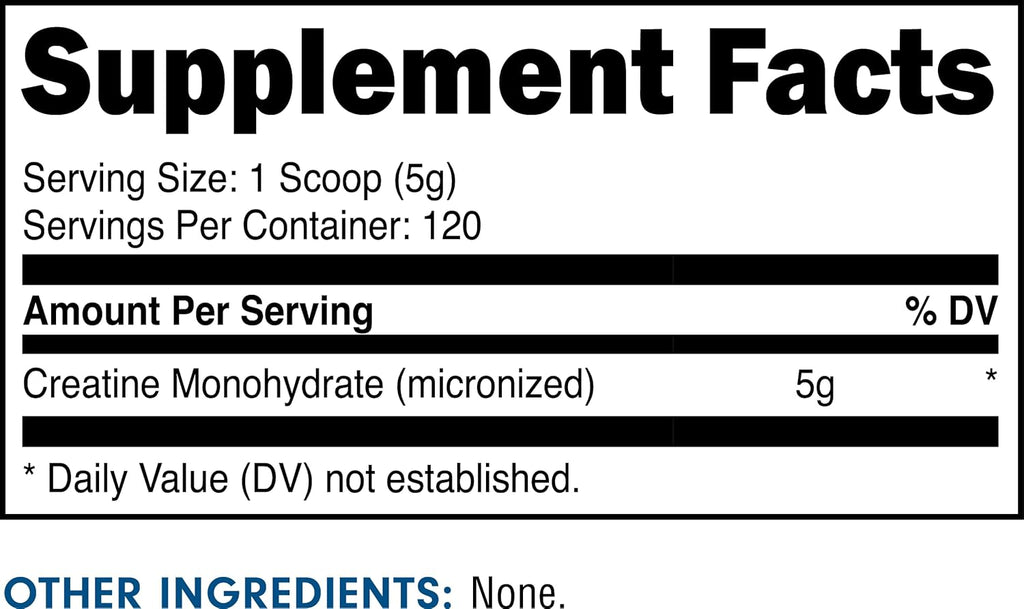Bucked Up Pure Micronized Creatine Monohydrate for Women and Men - Easy to Mix and Unflavored - 5G Per Serving - 120 Servings - 600 Grams Per Container