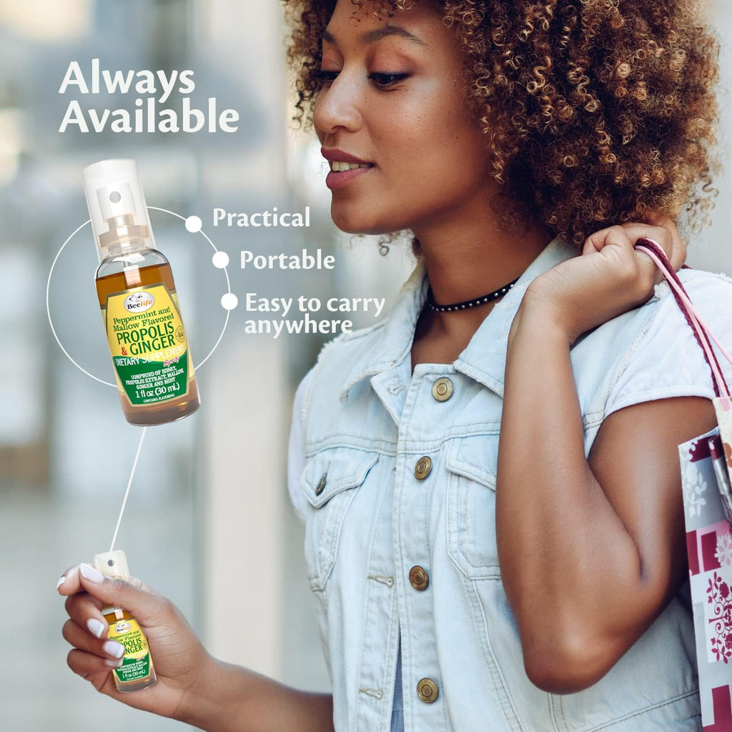 Beelife Propolis Throat Spray – Soothing Honey & Ginger Propolis - Natural Immune Support & Sore Throat Relief, Antioxidants, Rich in Flavonoids & Artepillin C, No Sugar, Gluten-Free - 1-Pack, 30ml