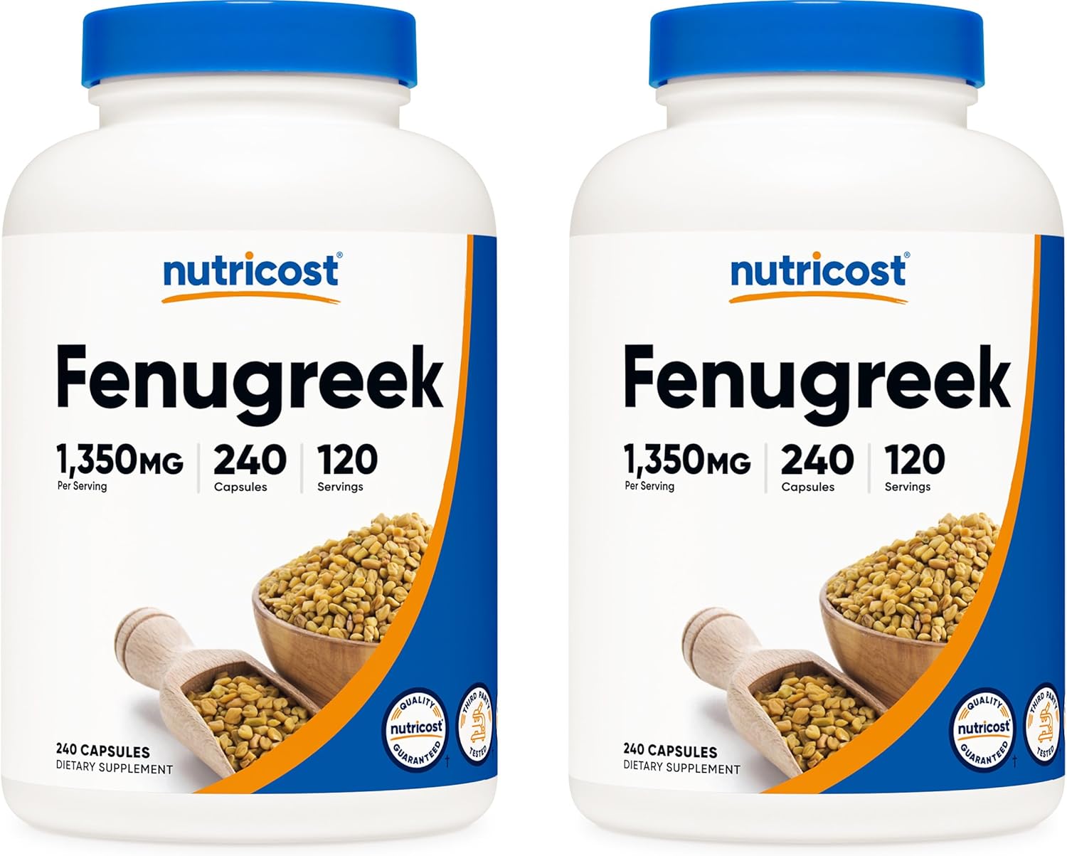 Nutricost Fenugreek Seed 1350mg, 240 Capsules (2 Bottles) - Gluten Free, Non-GMO, 675mg Per Capsule