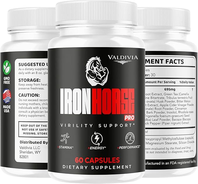 (3 Pack) Iron Horse Pro Supplement Pills - Official IronHorse Pro Advanced Formula Support Capsules - Maximum Strength, Natural Iron Horse Pro for Overall Health & Wellness, 180 Capsules for 3 Months