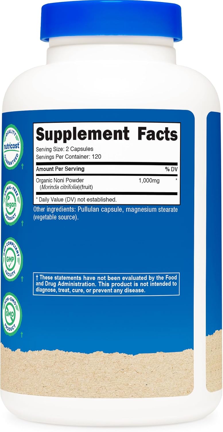 Nutricost Noni Capsules 500mg 240 Capsules - CCOF Certified Made with Organic Noni, Non-GMO, Gluten Free