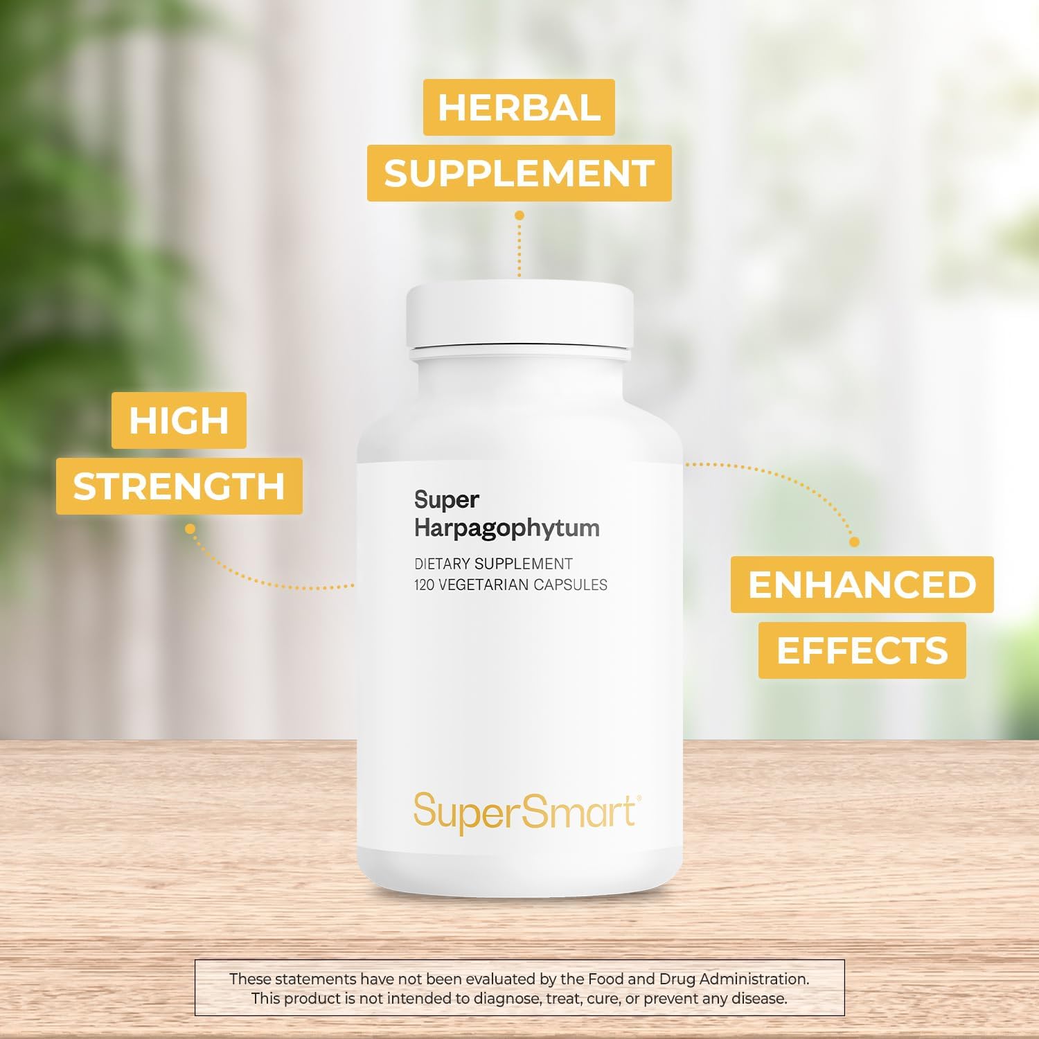 Supersmart - Super Harpagophytum 1000mg per Day (High Strength) - Devil's Claw Herbal Supplement | Non-GMO & Gluten Free - 120 Vegetarian Capsules