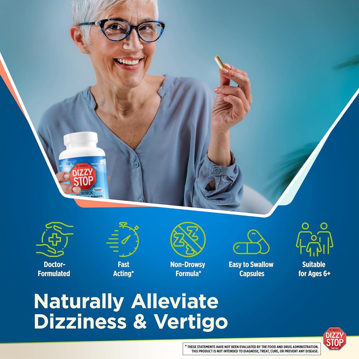 Vertigo Relief Product & Non‑Drowsy Motion Sickness Pills: Nausea and Dizziness, Ginger & Grape Seed Formula, Inner Ear Balance, Car, Cruise & Travel Essential, Stomach Support, Sea Sickness, 80‑Count