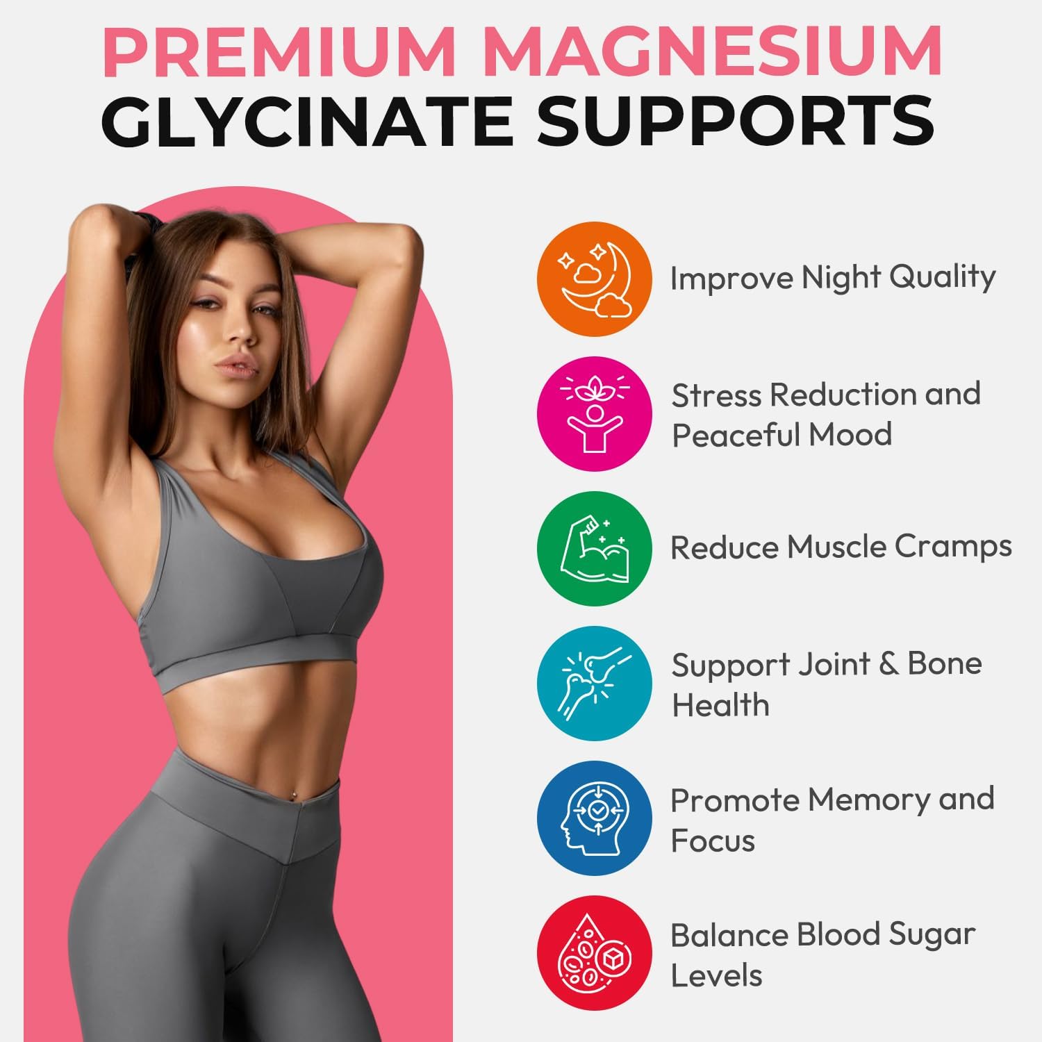 Magnesium Glycinate Gummies Sugar Free, High Absorption Magnesium Complex with L-Threonate, Calcium, B6, D3, Chews Gummies, Relaxation, Stress Relief, Night Rest