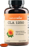 NatureWise CLA 1250 - Conjugated Linoleic Acid Supplement for Women and Men, Not Stimulating, Supports Healthy Weight, Fitness Goals - Non-GMO, Gluten Free - 90 Softgels[1-Month Supply]