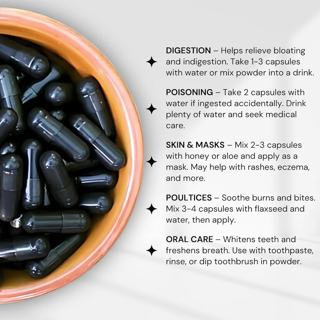 Activated Coconut Charcoal Capsules- Supports Health - Vegan, Organic, Non-GMO, No Additives - X-Large Bottle 210 Count - Pack of 3