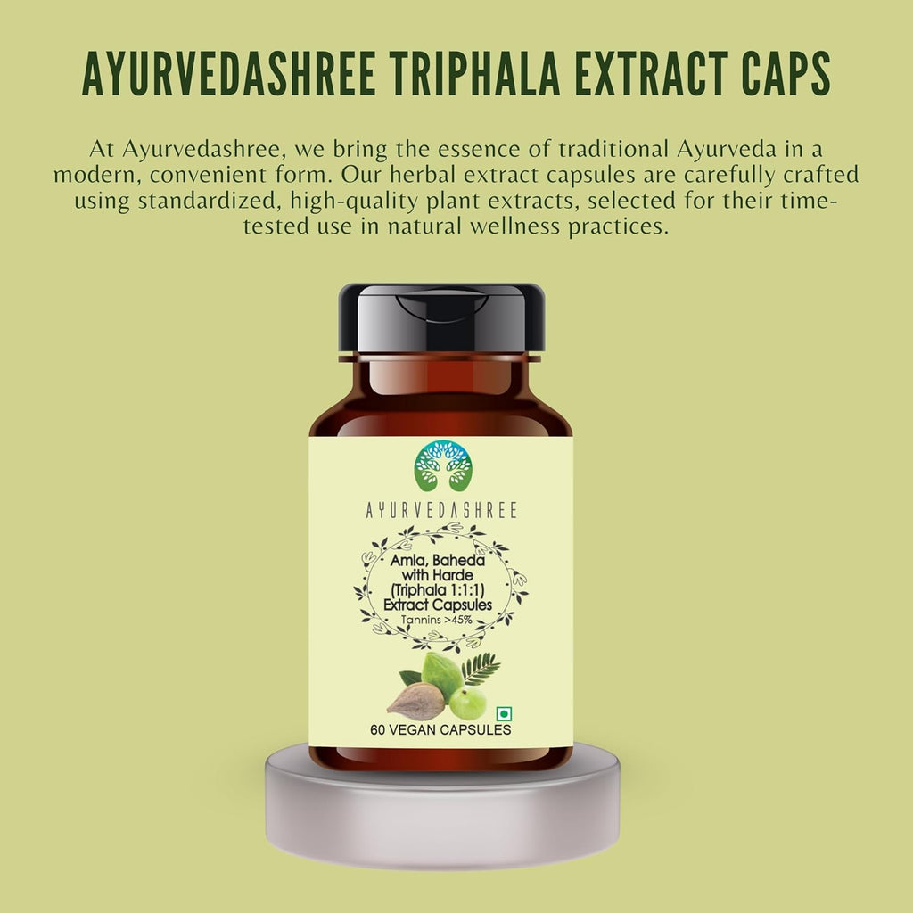 Triphala Extract 500mg - 60 Vegetarian Capsules | Amla, Baheda & Harad Extract | | All Natural | 100% Vegan | Gluten-Free | GMP Certified.