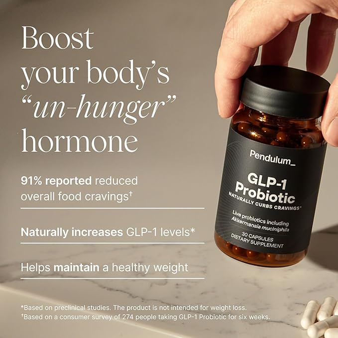 Pendulum GLP-1 Probiotic – Supports Appetite Control and Reduced Cravings, Naturally | Improves Regularity & Gut Health with Akkermansia & Other Strains (30 Capsules)
