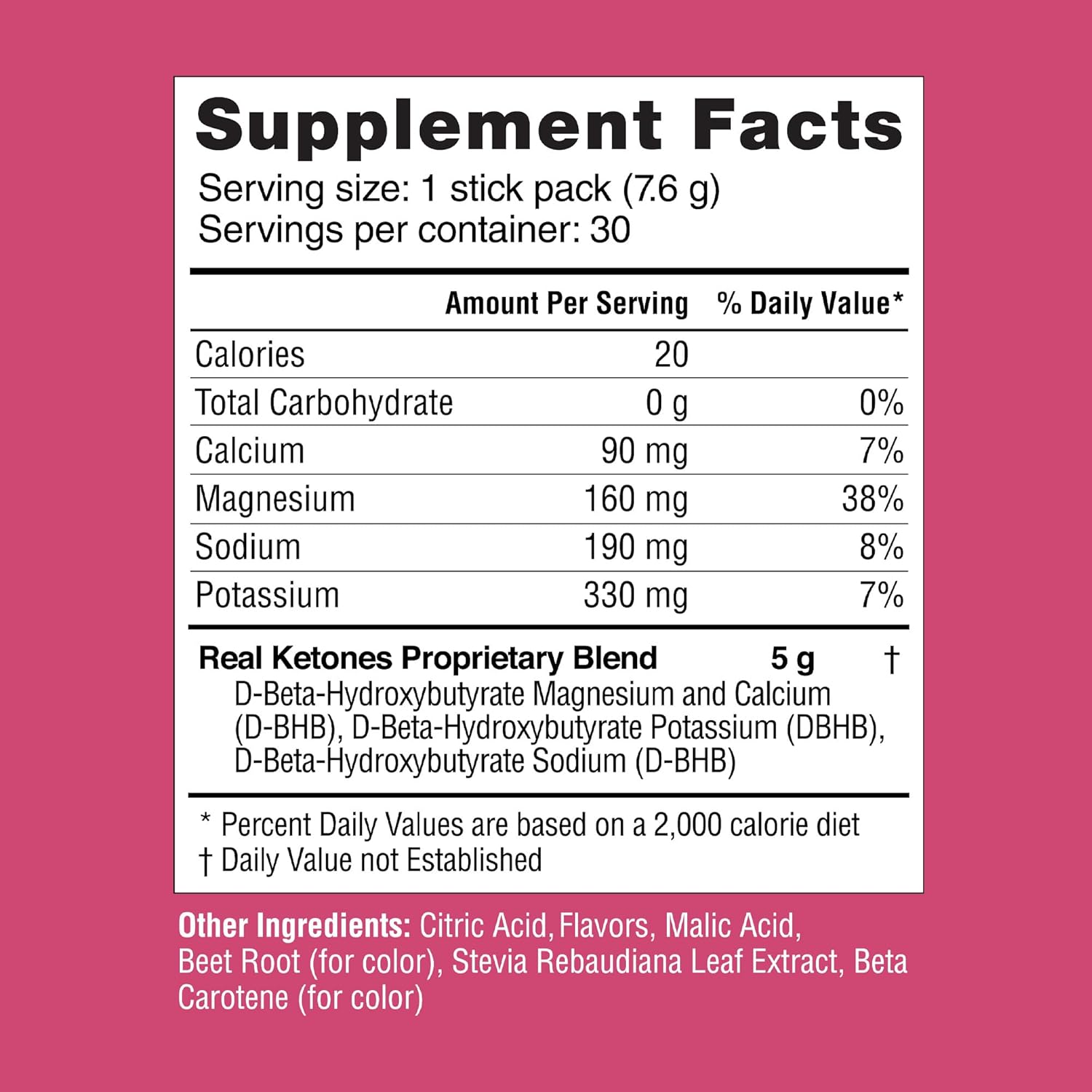 Real Ketones BHB Exogenous Ketones Drink Mix Packets | Electrolytes Powder Packets No Sugar, 4 Main Fasting Electrolytes Plus Hydrating Patented Keto BHB - 30 Count Raspberry Lemonade