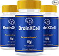 BLUE VIBE Brainxcell Capsules, Brain x Cell Advanced All Natural Memory & Focus Support Supplement Pills, Brainxcell Maximum Strength Premium Brain and Memory Support Pills (3 Pack - 180 Capsules)