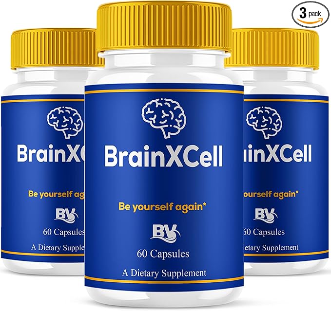 BLUE VIBE Brainxcell Capsules, Brain x Cell Advanced All Natural Memory & Focus Support Supplement Pills, Brainxcell Maximum Strength Premium Brain and Memory Support Pills (3 Pack - 180 Capsules)