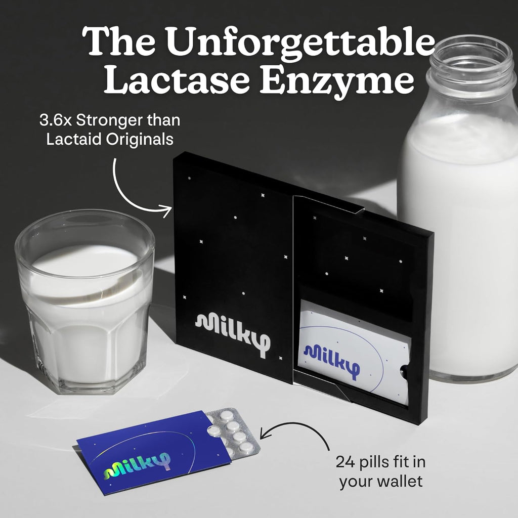 Milky Lactose Intolerance Pills - 10,800 FCC - Dairy Relief for Lactose Intolerance - Lactase Enzyme Tablets - Bloating & Gas Relief (96 Count Ultra Violet)