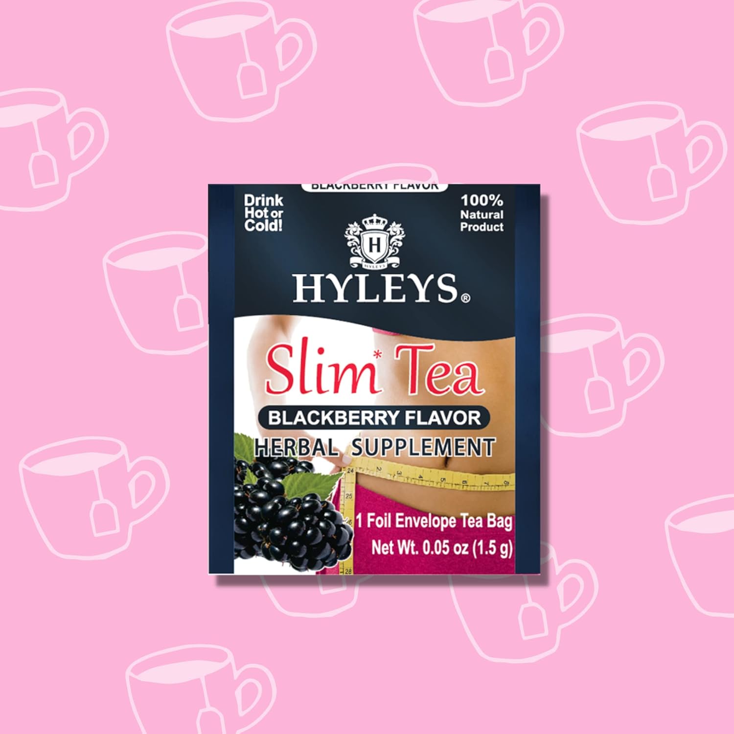 Hyleys Slim Tea Blackberry Flavor - Weight Loss Herbal Supplement Cleanse and Detox - 25 Tea Bags (6 Pack)