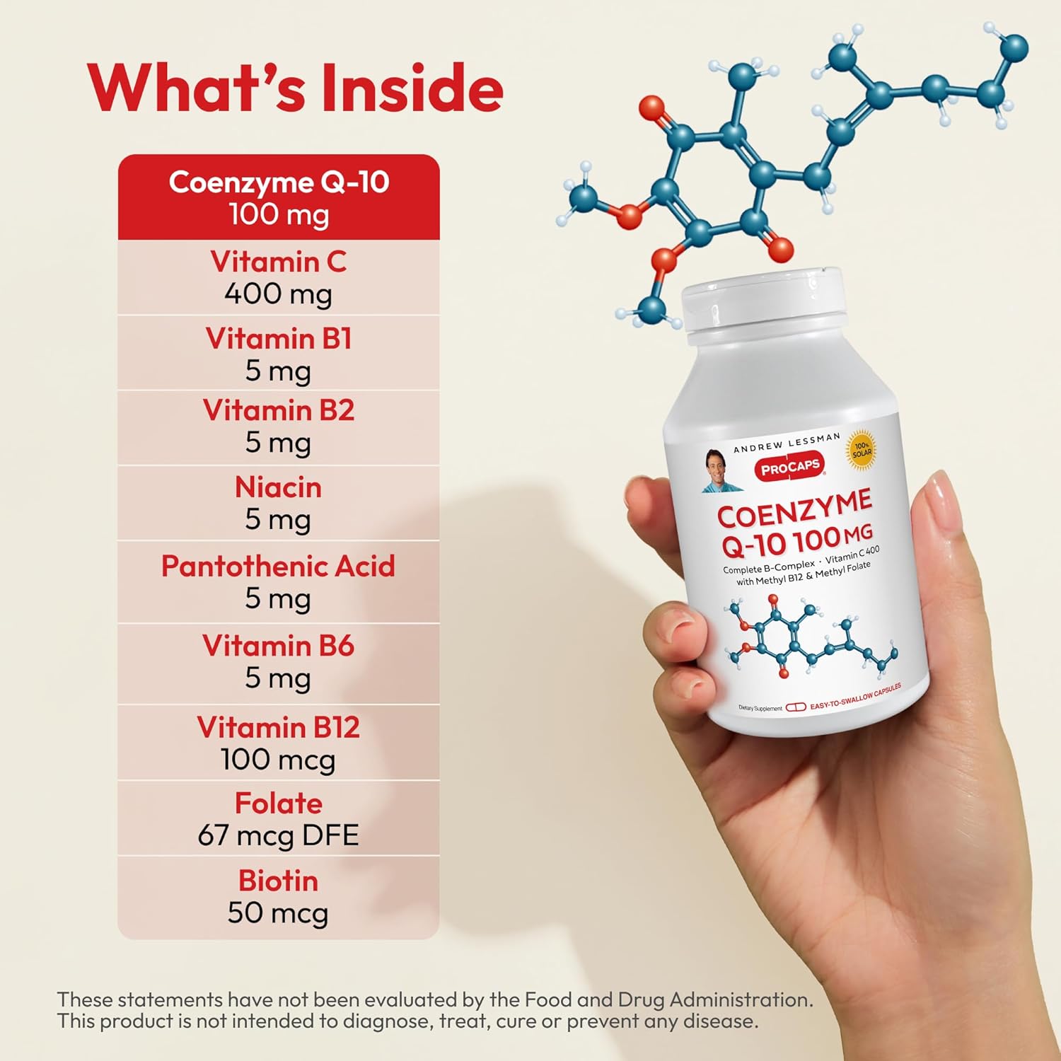ANDREW LESSMAN Coenzyme Q-10 100 mg 360 Capsules - Essential for Energy Production and Optimum Key Organ Function, Anti-Oxidant Support, Depleted by Aging, Plus B-Complex. Easy to Swallow Capsules