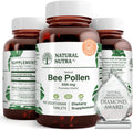 Natural Nutra Bee Pollen 500 mg, Gluten-Free Vegetarian Supplement, Helps Promotes Vitality, Energy Boost, Skin Health, Boost Stamina, Nutritional Supplement, 100 Tablets