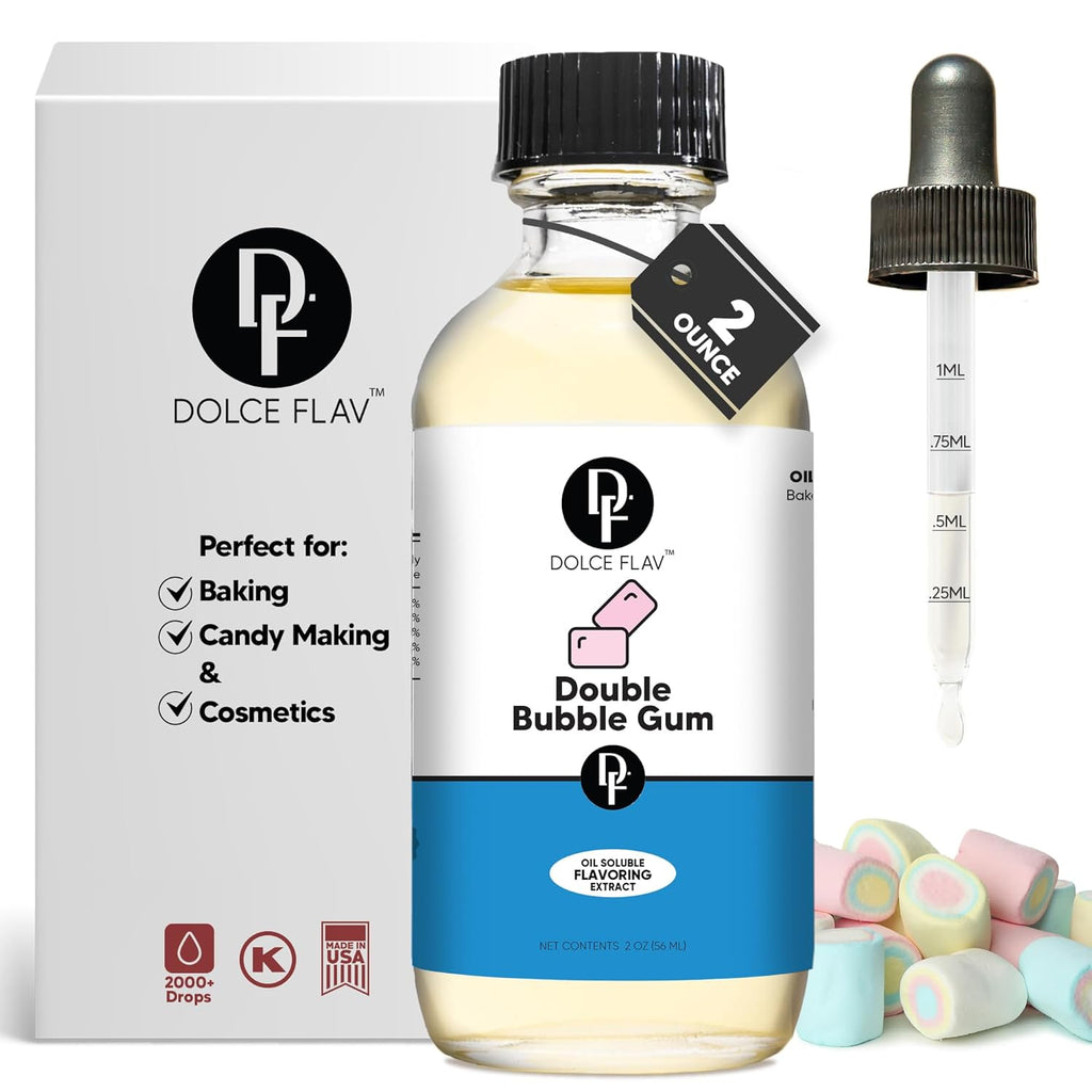 Dolce Foglia Oil Soluble Bubble Gum Extract - 2 Oz. - Sugar-Free, Zero Calories - Multipurpose Bubble Gum Flavoring Oil for Candy Making, Lip Balm, Ice Cream - Pioneer Woman Kitchen Stuff, Kitchen