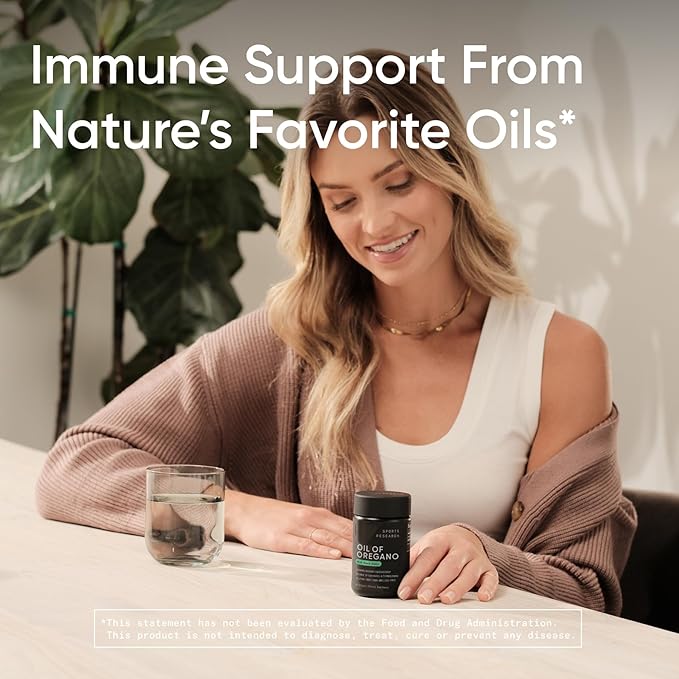 Sports Research® Oil of Oregano 9500mg w/Black Cumin Seed Oil & Ginger Oil - 3-1 Antioxidant Combination Supplement Rich in Thymoquinone & Carvacrol - Gluten Free · Non-GMO - 60 Softgels