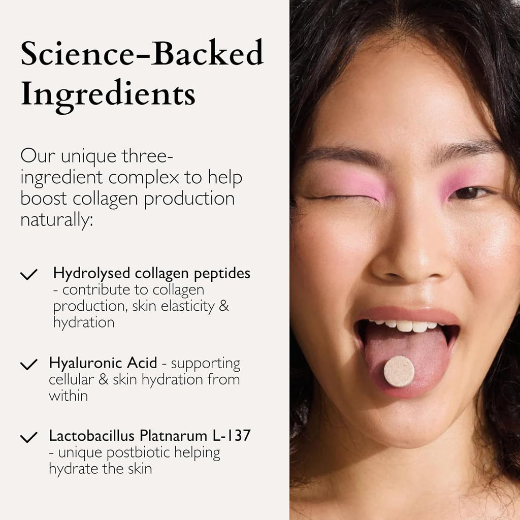 The Beauty Chef Plumpers™ Collagen Chewable Tablets with Hyaluronic Acid & Postbiotic, Supports Skin Elasticity & Collagen, Women's Multivitamin, Collagen Peptides, 75 Tablets (Chocolate)