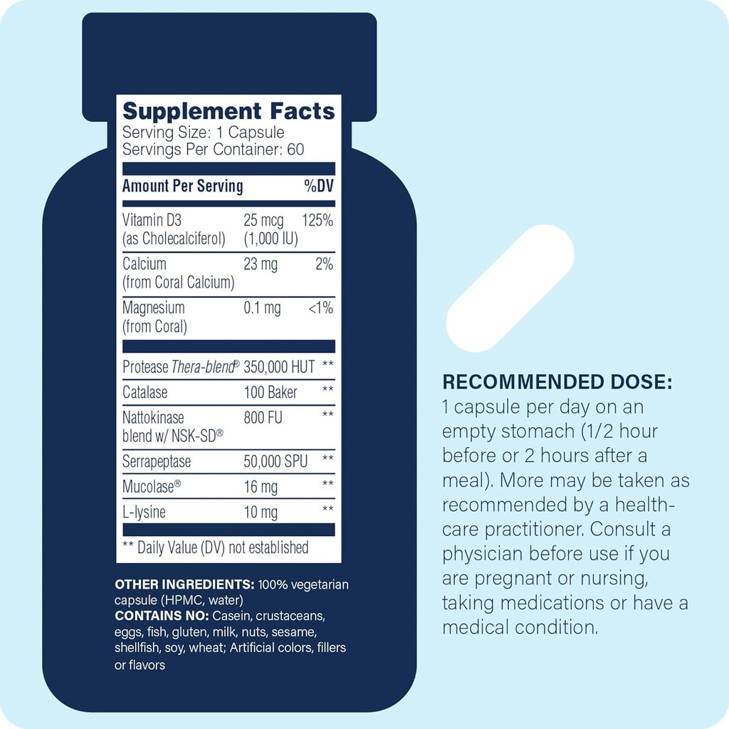 Enzyme Defense Pro, 60 Capsules–Immunity Support Supplement – Formulated with Vitamin D3, L-Lysine, Calcium, and Protease–Enzyme Digestion Support –Immune System