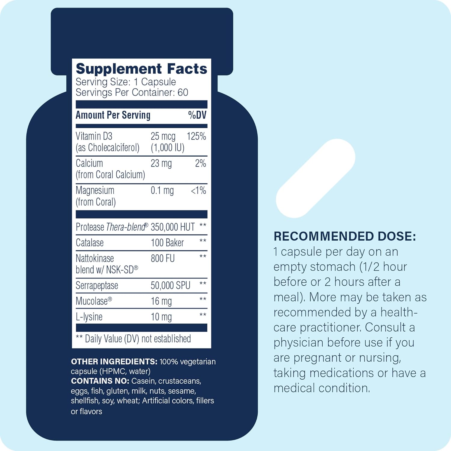 Enzyme Defense Pro, 60 Capsules–Immunity Support Supplement – Formulated with Vitamin D3, L-Lysine, Calcium, and Protease–Enzyme Digestion Support –Immune System